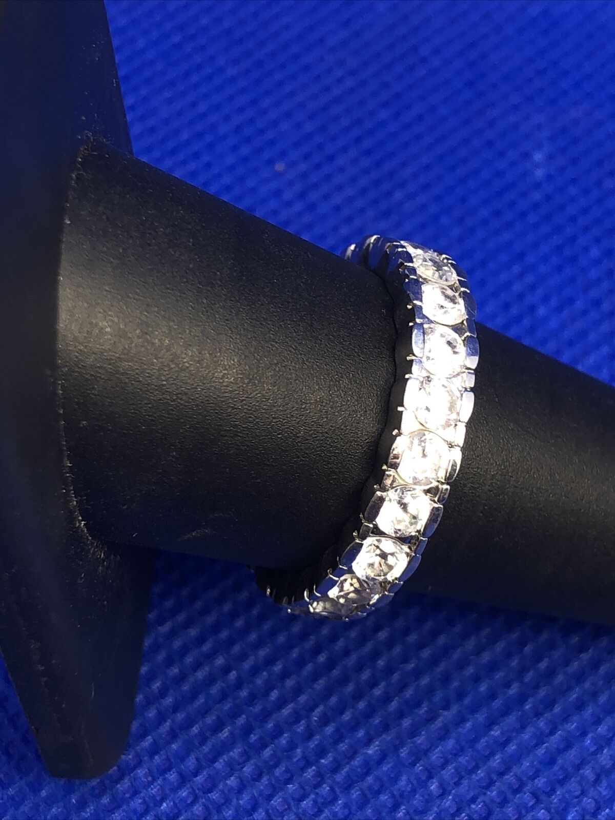 Cubic Zirconia 925 Sterling Silver Eternity Wedding Anniversary Band Ring