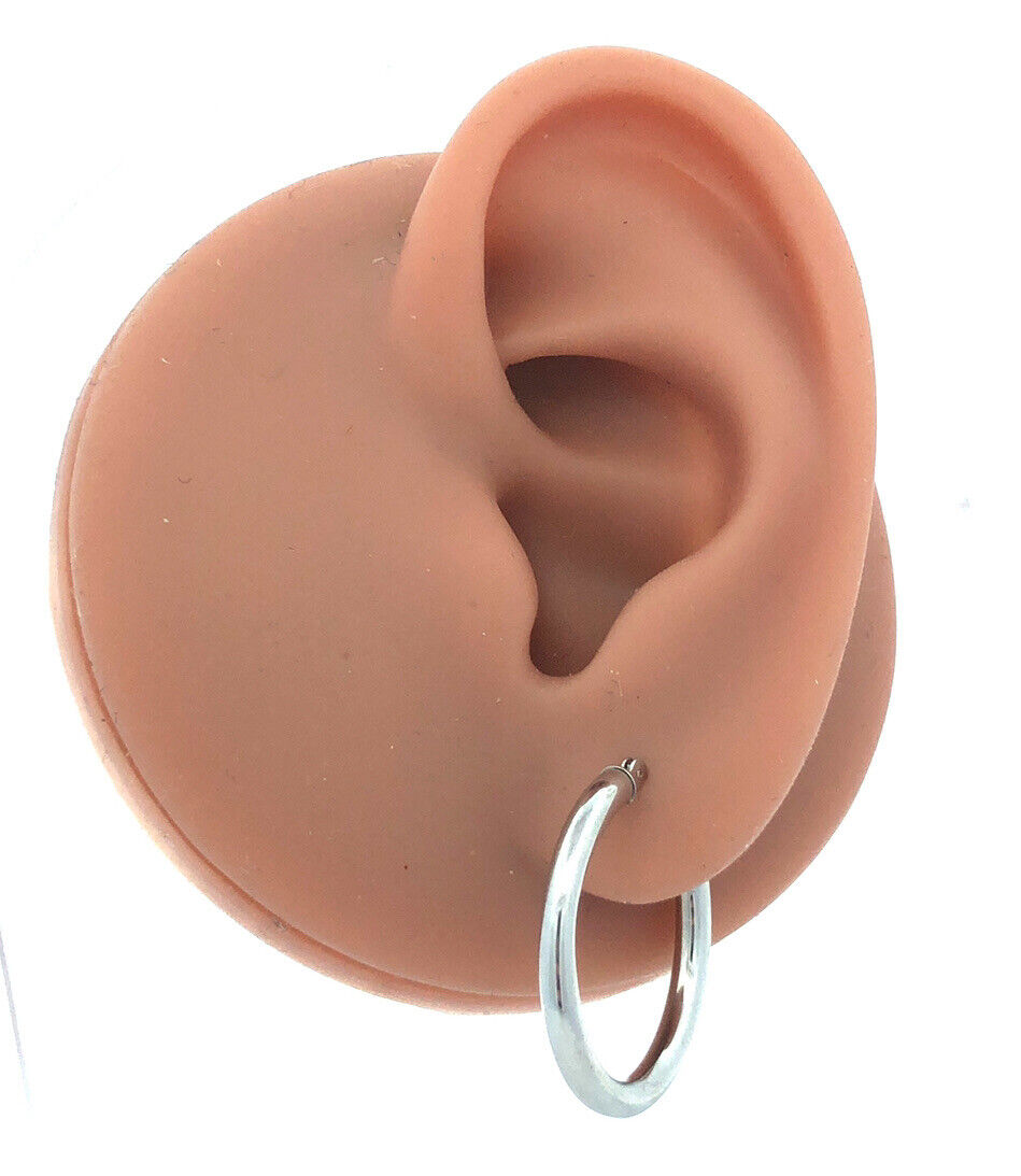 Designer Jacmel Mauritius JCM 14K White Gold Polished Hoop Earrings