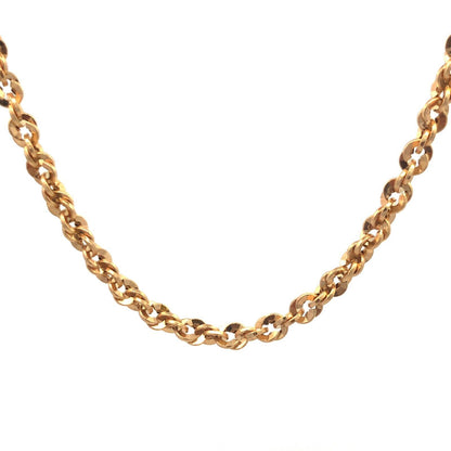 Designer Italy 14K Yellow Gold Diamond Cut Rope Link 22" Chain Necklace