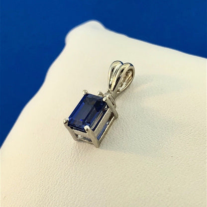 Designer 14K White Gold Sapphire Diamond September Sweetheart Occasion Pendant