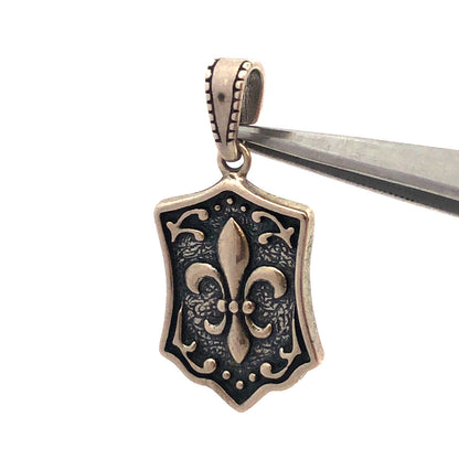 Designer 925 Sterling Silver Fleur De Lis Scroll Pendant
