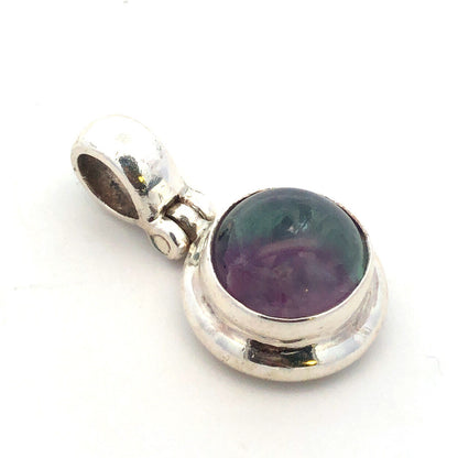 925 Sterling Silver Fluorite Cabochon Drop Dangle Pendant