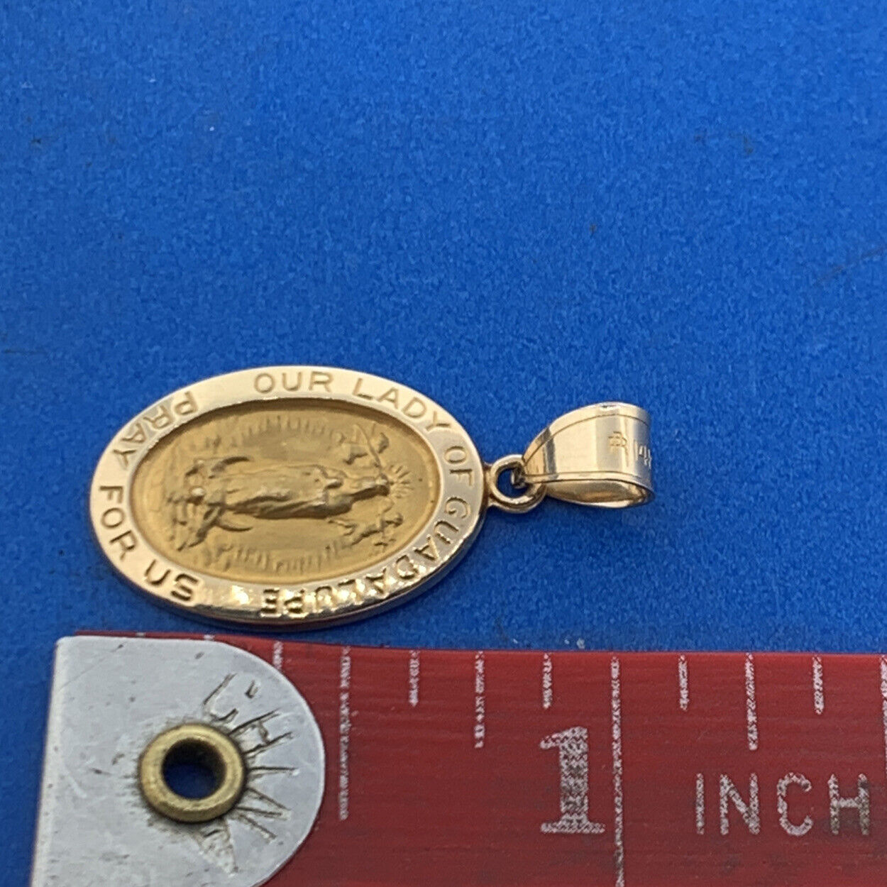 Designer 14K Yellow Gold Our Lady Of Guadalupe Oval Charm Pendant