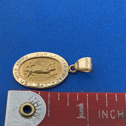 Designer 14K Yellow Gold Our Lady Of Guadalupe Oval Charm Pendant