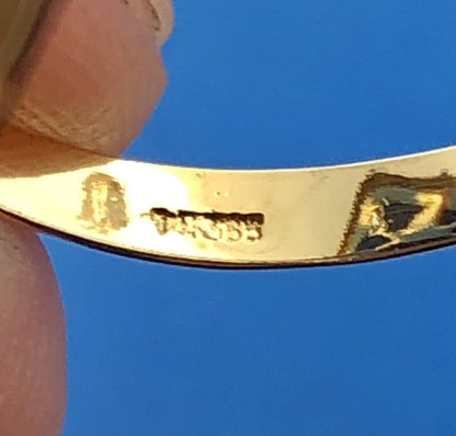 Vintage 14K Yellow Gold Lapis-Lazuli Cabochon Modernist Abstract Cocktail Ring