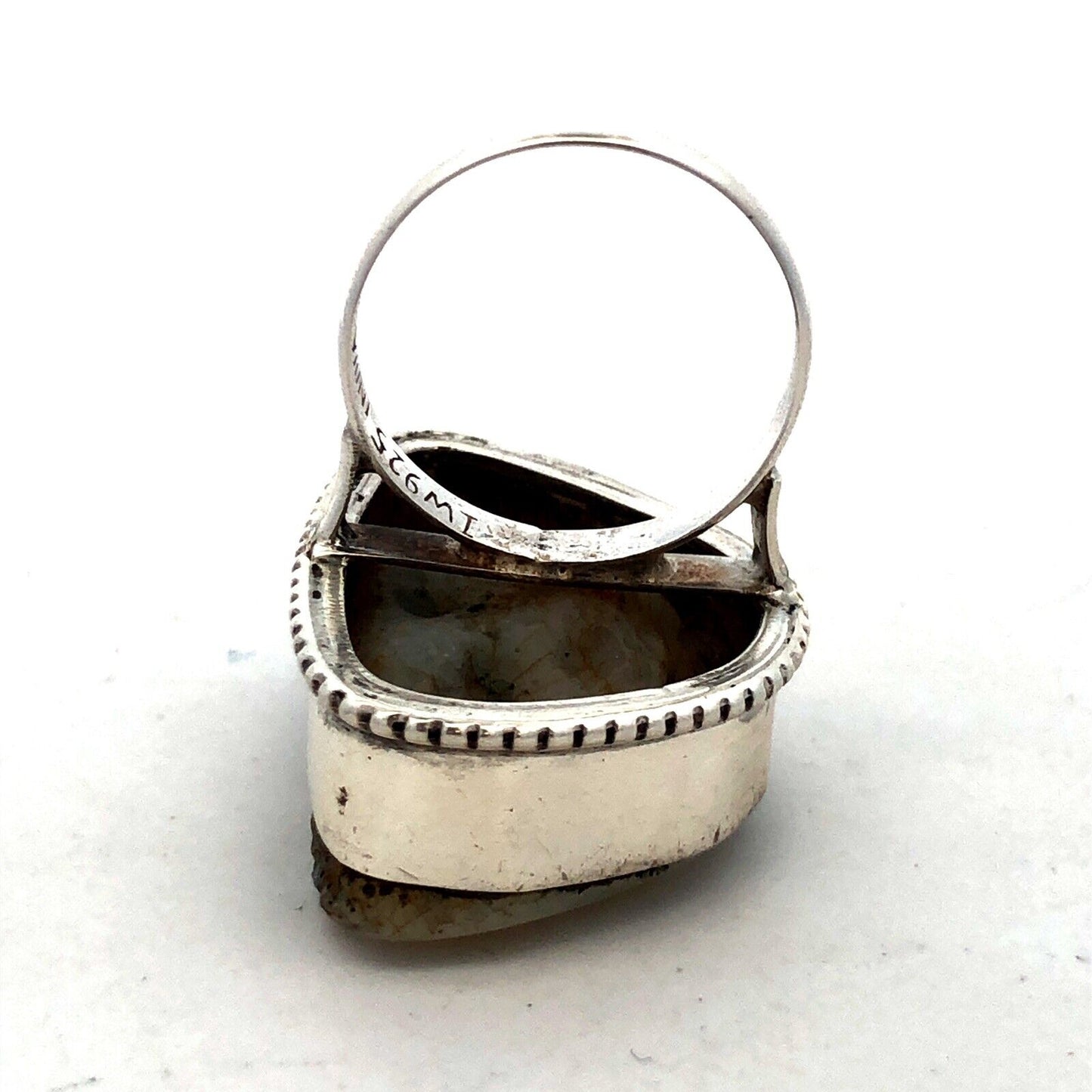 Designer IW India 925 Sterling Silver White Druzy Quartz Statement Ring