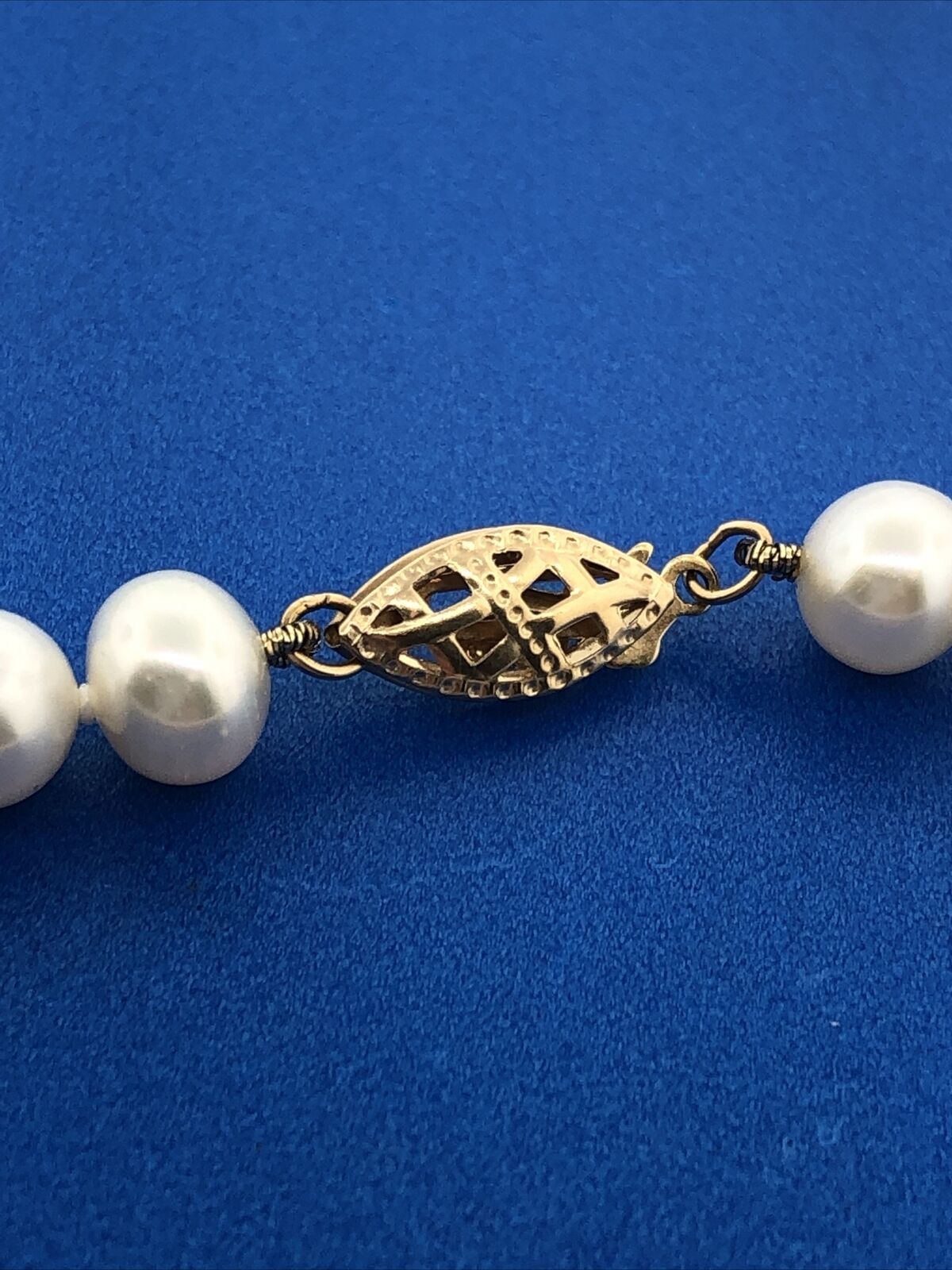 Gorgeous 14k Yellow Gold White 6.65mm Pearl 18" Strand String Necklace