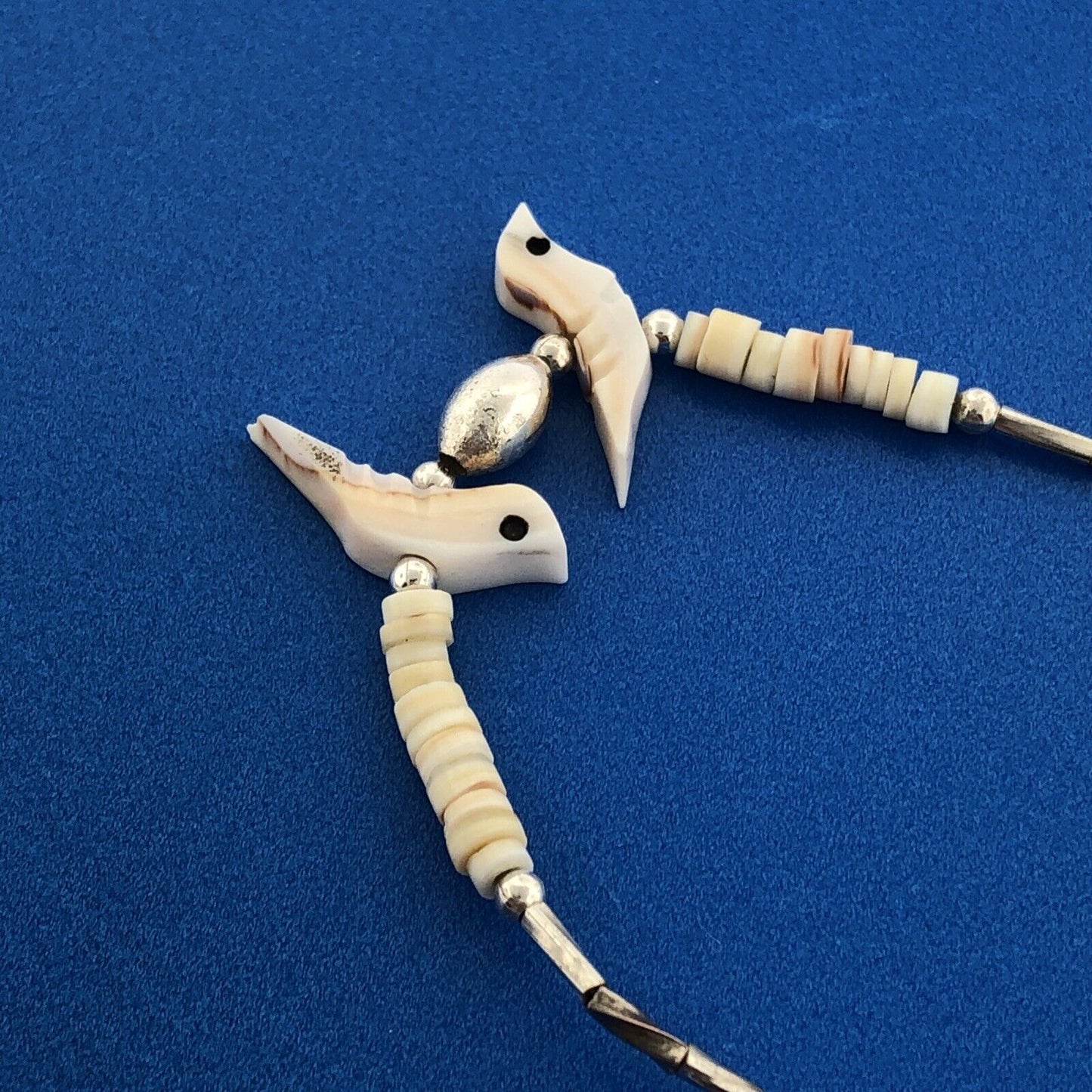 Stunning Sterling Silver 925 White Abalone Shell Twin Bird 6.75" Small Bracelet