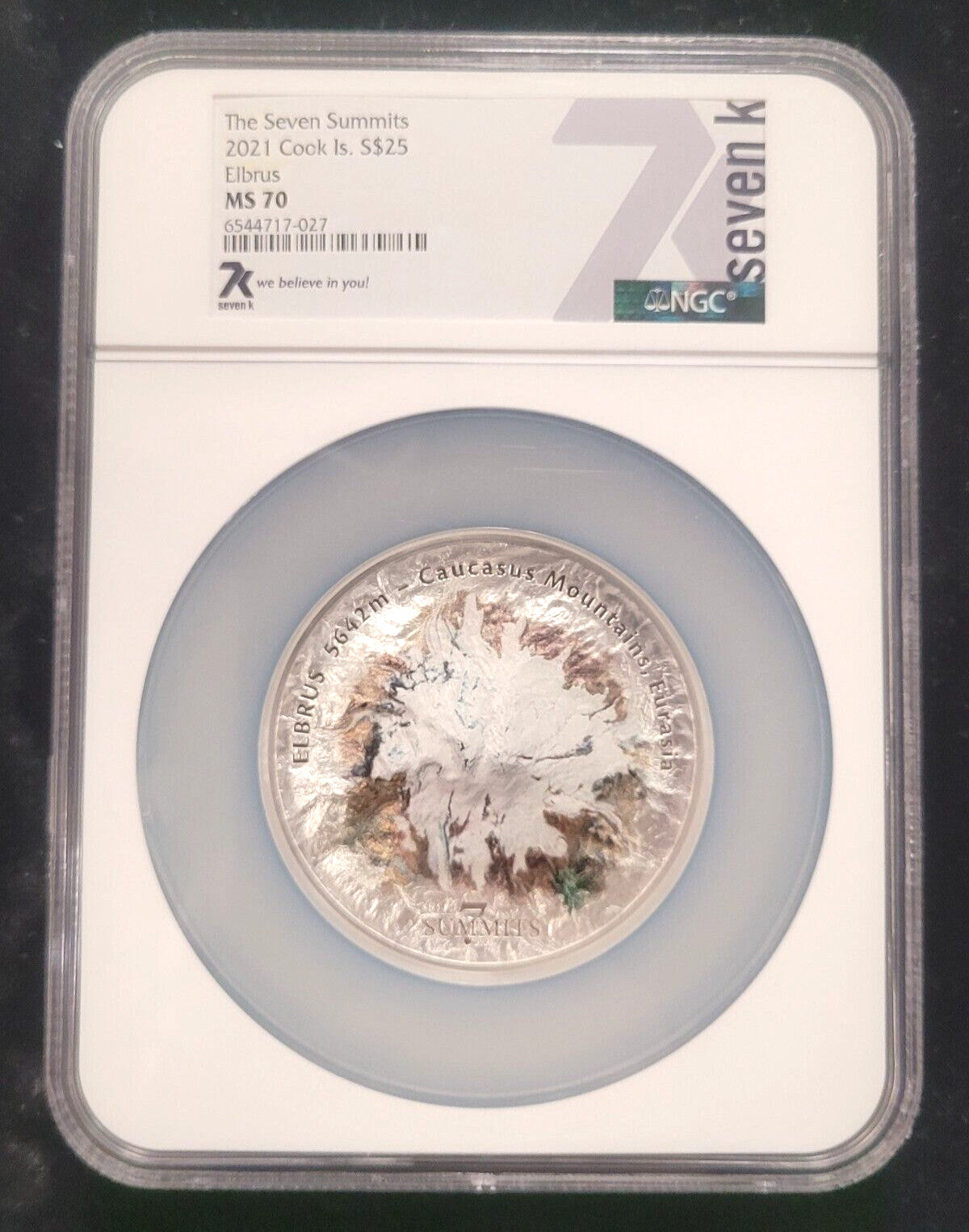 2021 $25 Cook Islands NGC MS70 Seven Summits - Mt. Elbrus 5oz .999 Silver Coin