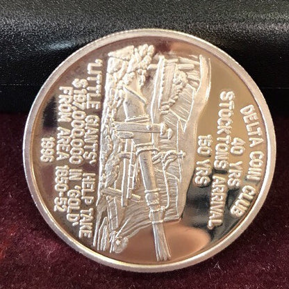 1996 Delta Coin Club of Stockton 40th Annv/Stockton's 150th Annv .999 Silver Rnd