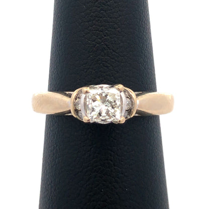 14K White Gold Princess Diamond Center Accented Size 7. 25 Engagement Ring