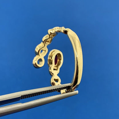 IZI Creations 14K Yellow Gold Oval Ruby Diamond Accented Open Band Bypass Ring