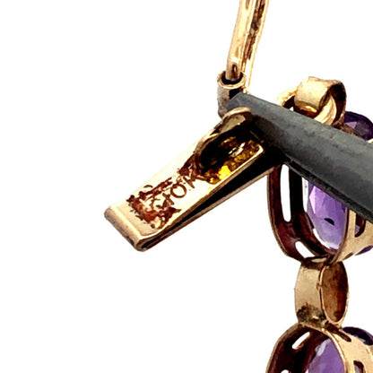 Designer 10K Yellow Gold Purple Amethyst February Birthstone Tennis Bracelet