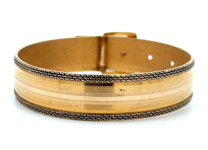 Vintage Hayward 10K Yellow Gold-Filled Belt Buckle Textured Bangle Bracelet