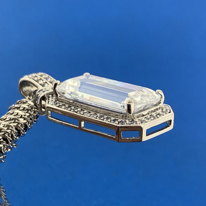 Designer Sterling Silver Diamonique Cubic Zirconia Statement Pendant Necklace