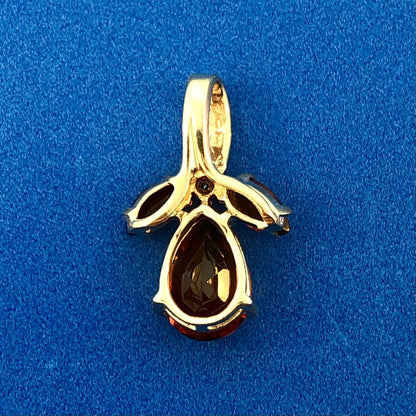 Estate 10K Yellow Gold Citrine Diamond Floral Cluster November Occasion Pendant