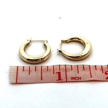 Designer ZZ 14K Yellow Gold Round Puffy Polished Huggie Hoop Earrings