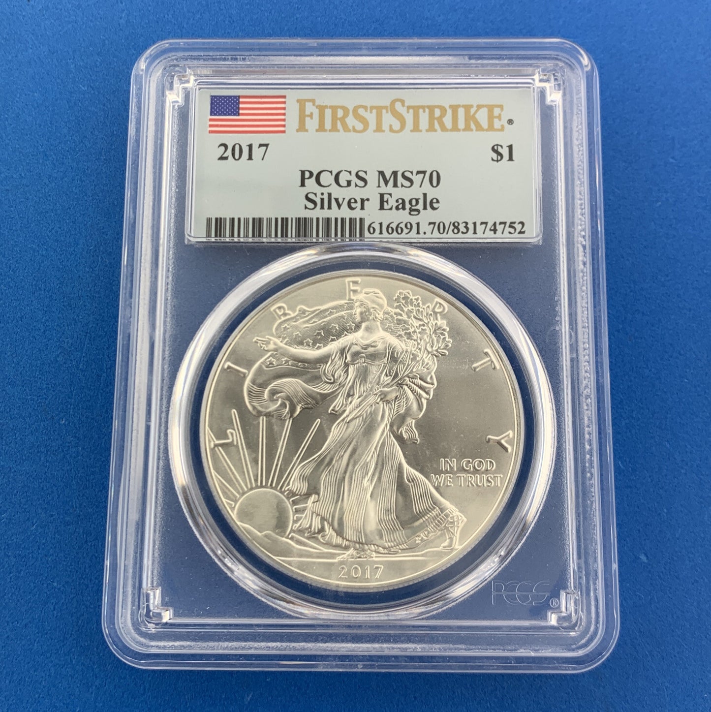2017 $1 American Silver Eagle 1 oz 999 Fine Silver PCGS MS70 First Strike Coin