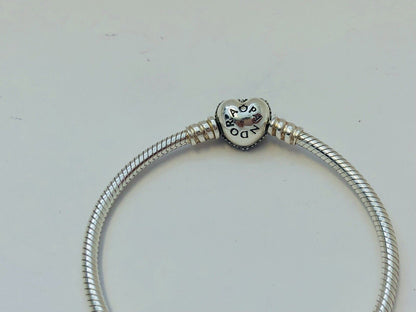 Authentic Pandora 925 Sterling Silver Pave Heart Clasp Charm Bracelet 590727CZ