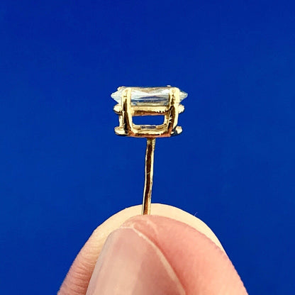 Designer 14K Yellow Gold Oval Aquamarine March Occasion Sweetheart Stud Earrings