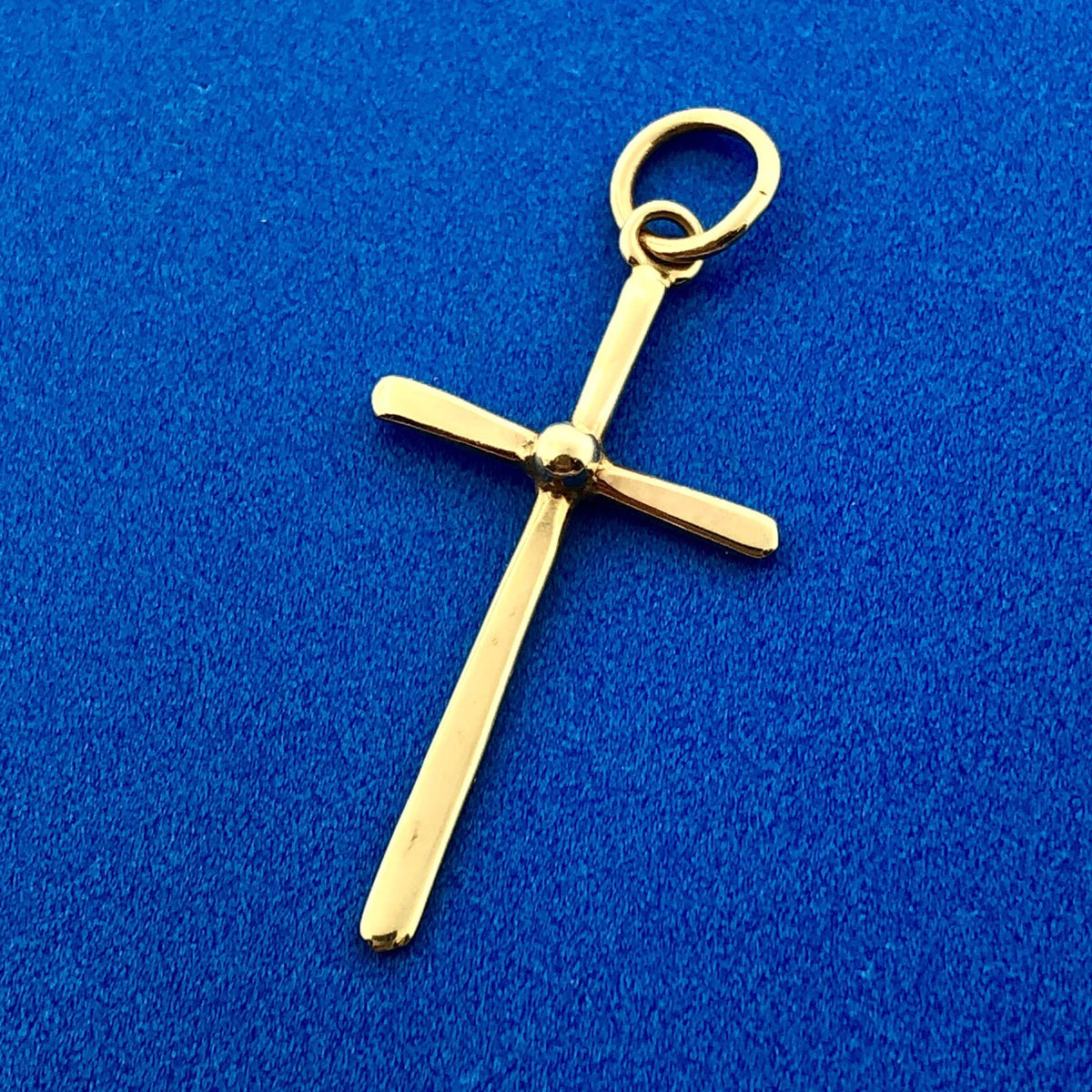 Modernist 10K Yellow Gold Polished Cross Religious Easter Charm Pendant