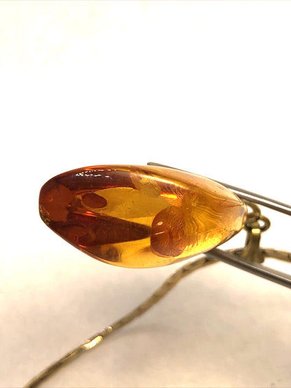 Designer Citation Gold Tone Chain Amber Statement Pendant Necklace