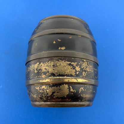 Mid Century German Metal Black Barrel 3 Shot Glasses Portable Barware