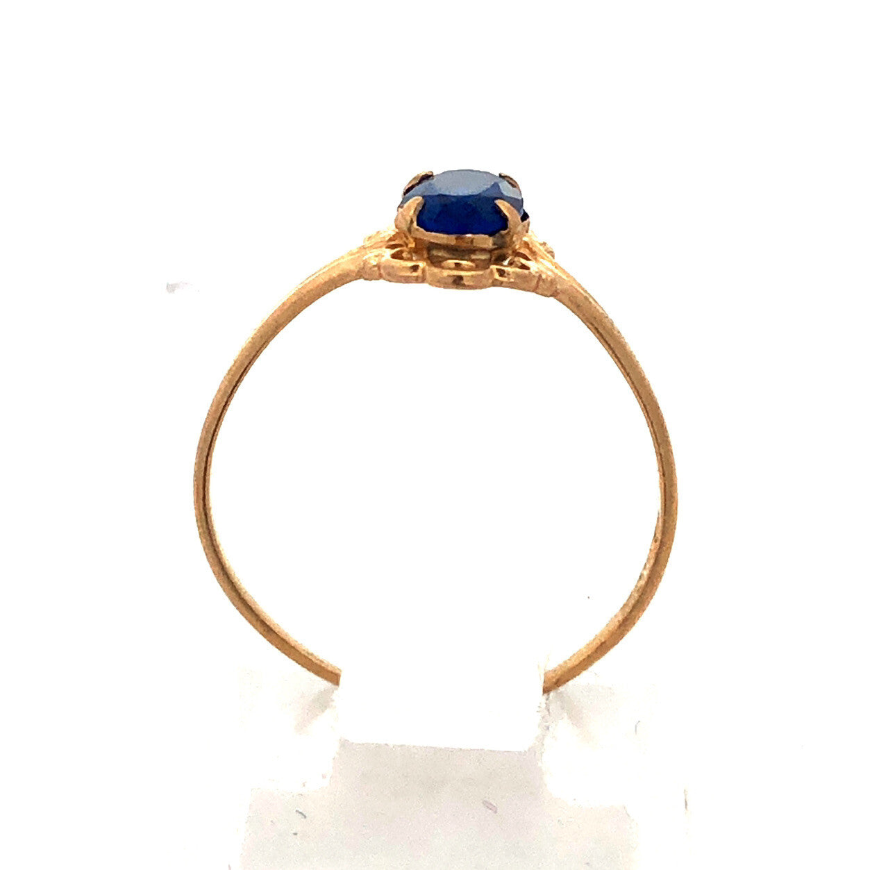 Vintage 10K Yellow Gold Oval Blue Spinel Promise Sweetheart August Occasion Ring
