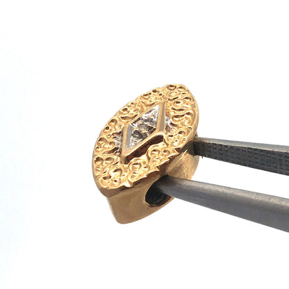 Robert Klein KLJCI 14K Y/W Gold Diamond Scroll Oval Spacer Slide Bracelet Charm