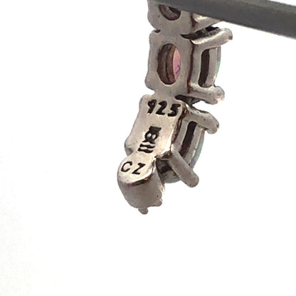 Designer 925 Sterling Silver Oval Opal Cubic Zirconia Half Hoop Stud Earrings