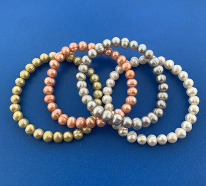 Designer Honora Gray Green Red White Pearl 4 Strand String Bracelet Set
