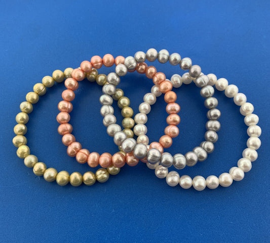 Designer Honora Gray Green Red White Pearl 4 Strand String Bracelet Set