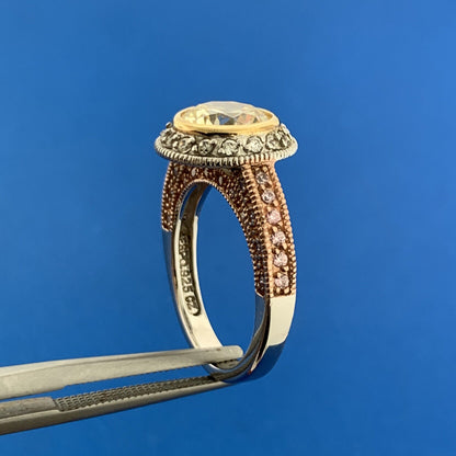 Joseph Esposito Sterling Silver Rose Vermeil Canary Cubic Zirconia Accents Ring