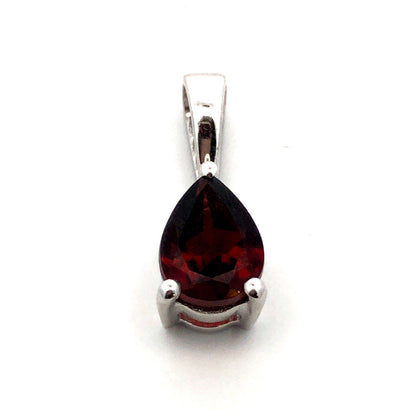 Designer TGGC 925 Sterling Silver Pear Cut Garnet January Anniversary Pendant