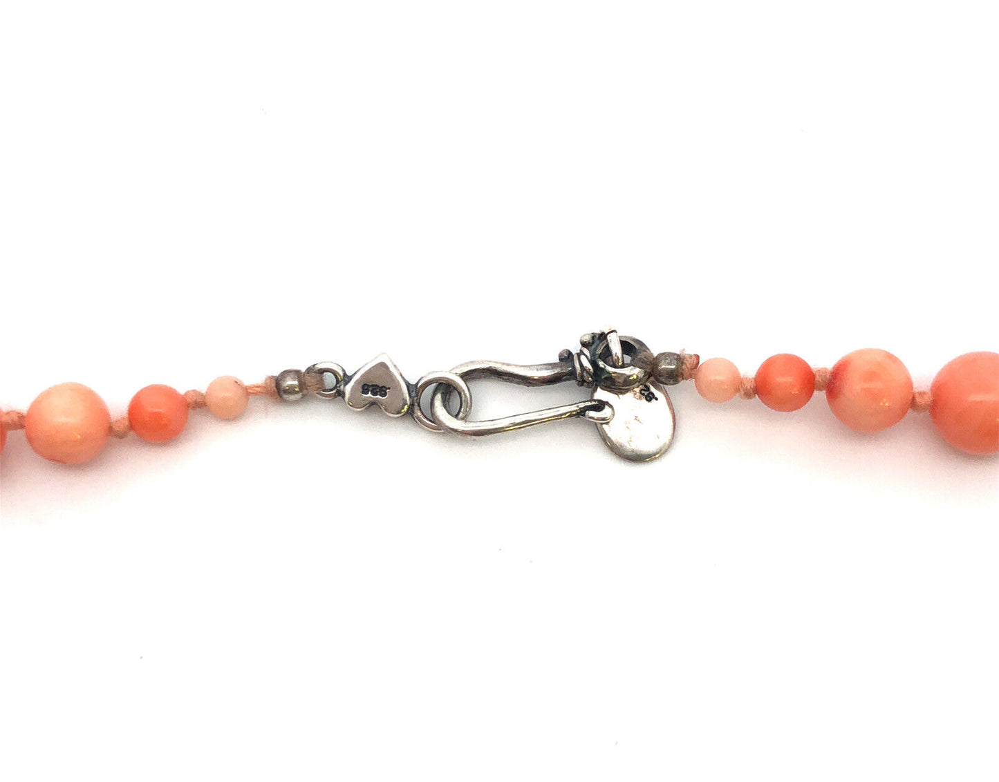 Designer Chan Luu 925 Sterling Silver Salmon Pink Coral Beaded Necklace