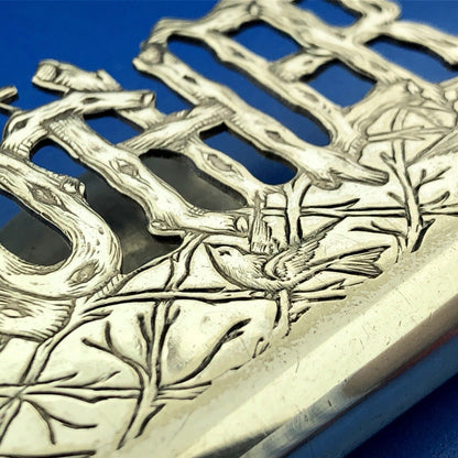 Art Nouveau Paye & Baker Silver Plate Gothic MOTHER Birds Trees Theme Money Clip