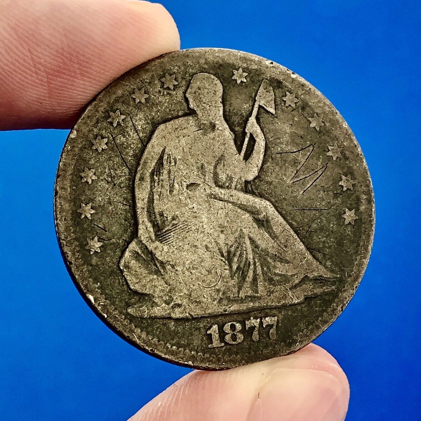 1877 P Seated Silver Half Dollar $.50 Better Key Philadelphia Mint 50c Coin