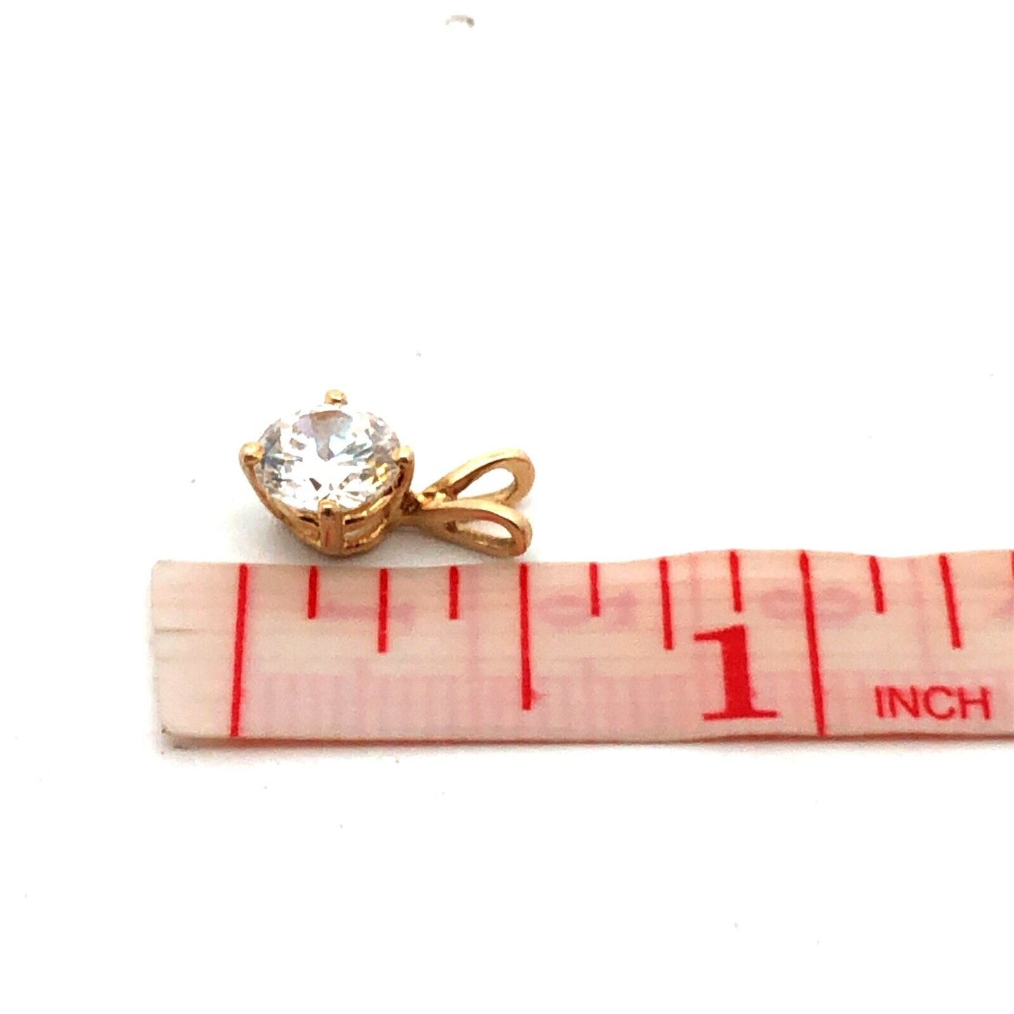 14K Yellow Gold Round Cubic Zirconia CZ Solitaire Charm Pendant