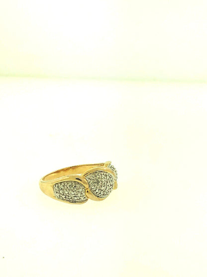 925 Sterling Silver Vermeil Diamond Illusion Statement Band Ring