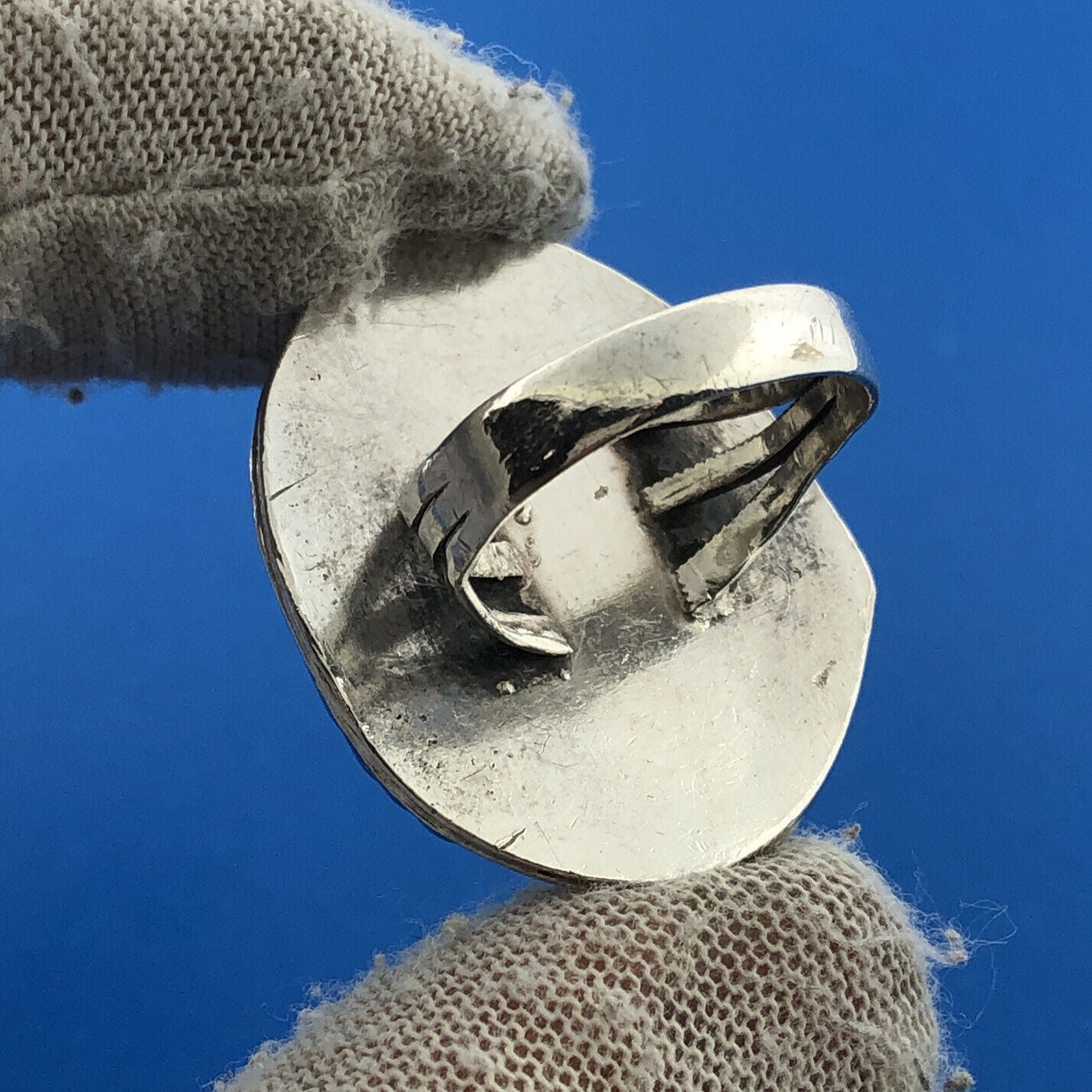 Estate Native American 925 Sterling Silver Turquoise Cabochon Statement Ring