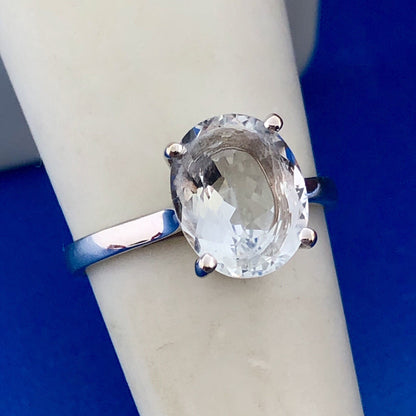 Stunning 14K White Gold Oval Cubic Zirconia CZ Solitaire Engagement Ring