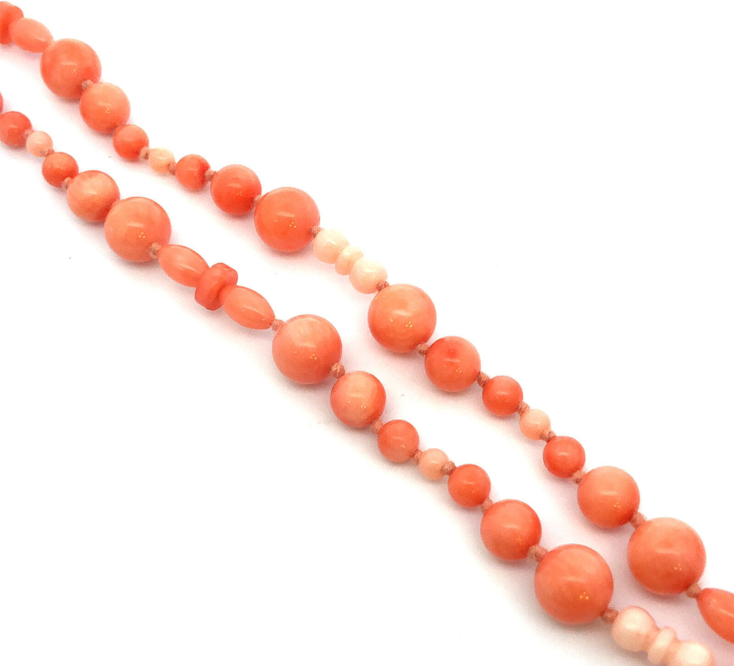 Designer Chan Luu 925 Sterling Silver Salmon Pink Coral Beaded Necklace