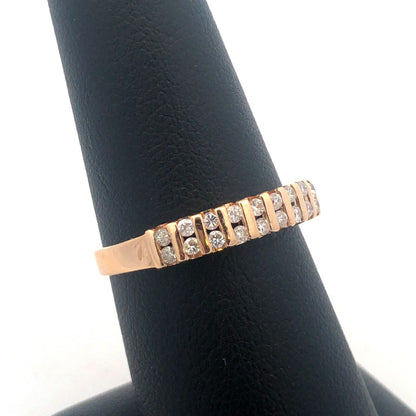 14K Yellow Gold Round Diamond Channel Set Wedding Anniversary Band Ring