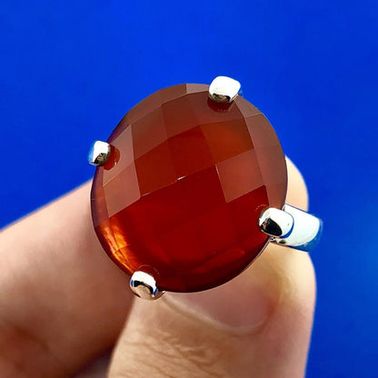 Designer Whitney Kelly WK 925 Sterling Silver Carnelian Solitaire Statement Ring