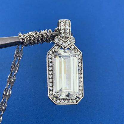 Designer Sterling Silver Diamonique Cubic Zirconia Statement Pendant Necklace