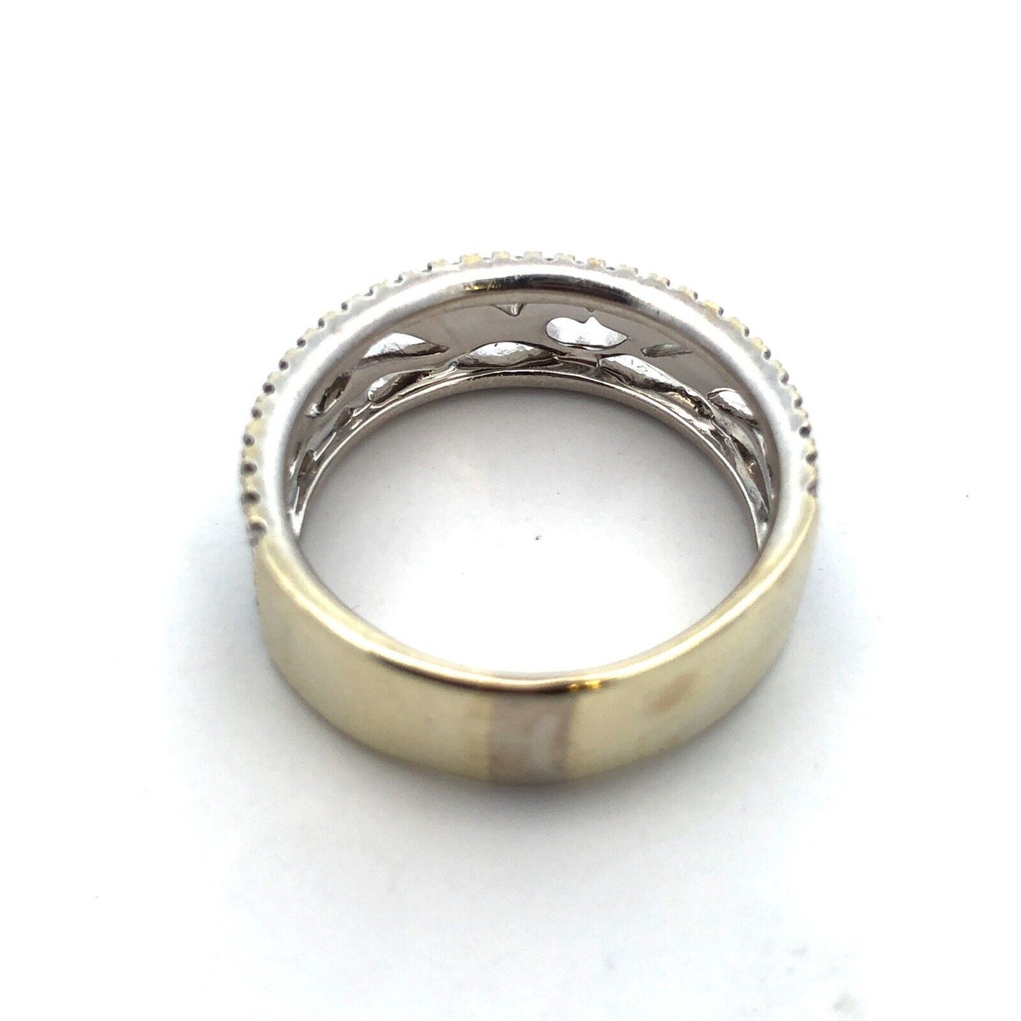 Neil Lane 14K White Gold Pave Diamond Floral Scroll Cutout Wedding Band Ring