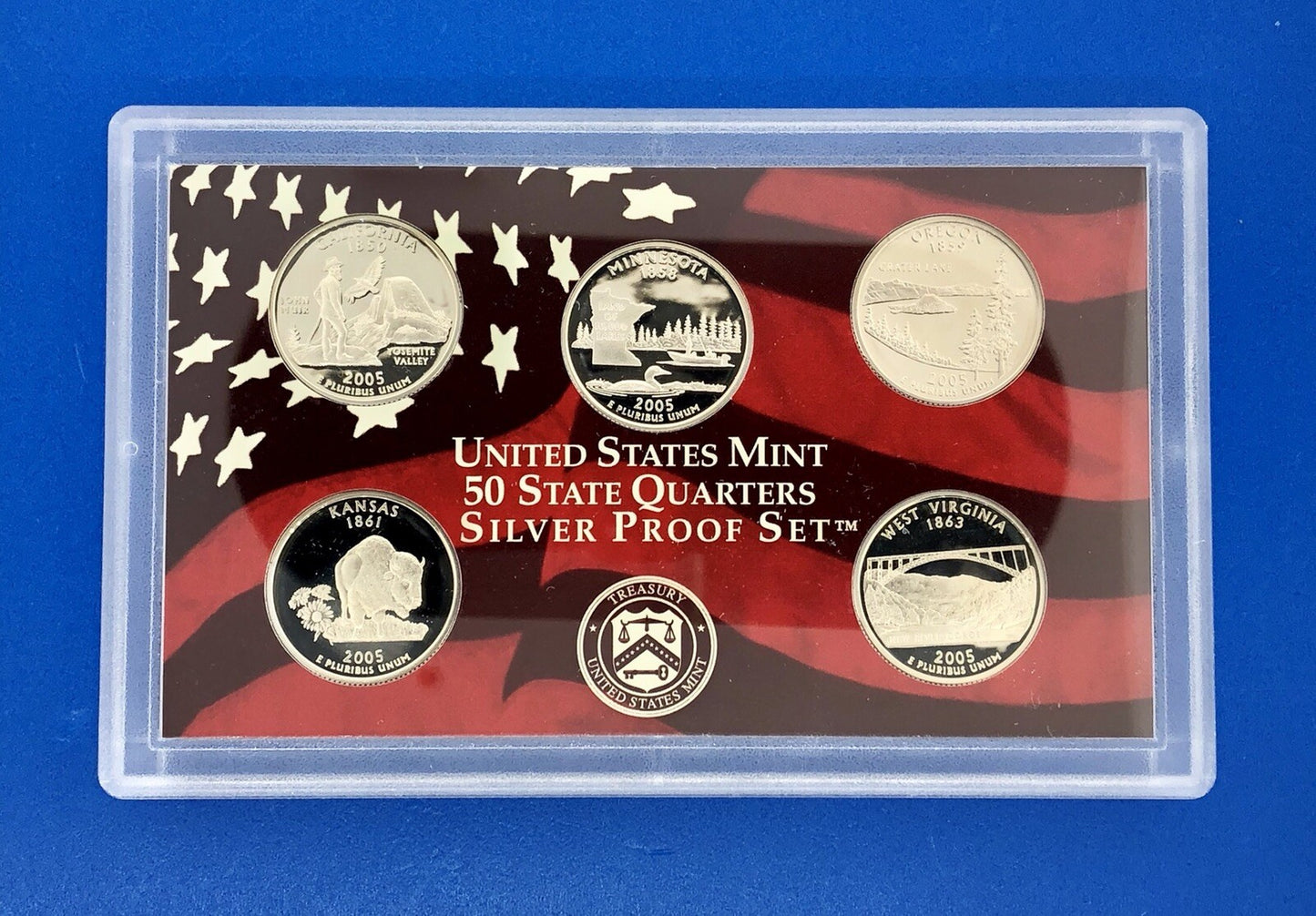 2005 S United States Mint 50 State Quarters 5 Coin Silver Proof Set OMP/COA