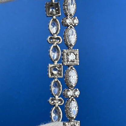 Designer 925 Sterling Silver Round & Marquise Cubic Zirconia CZ Tennis Bracelet