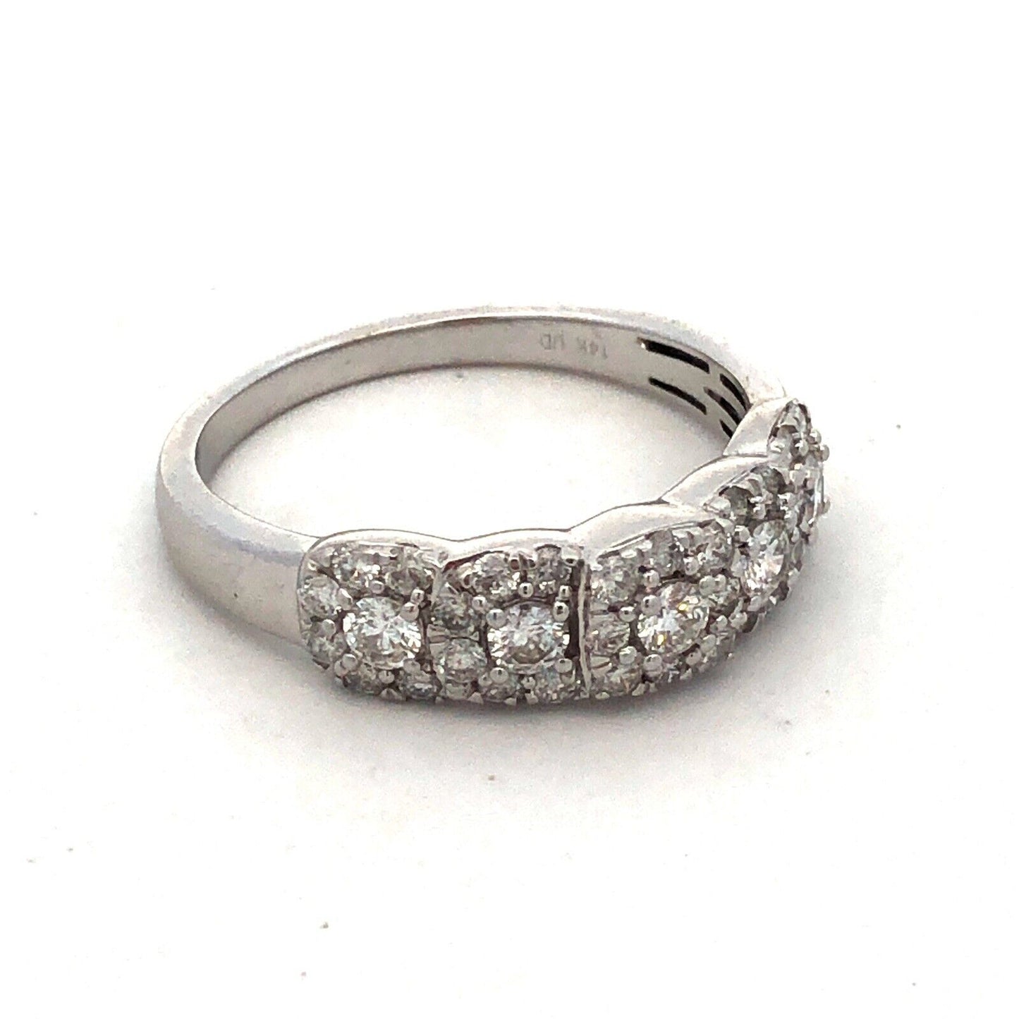 Designer UD 14K White Gold Diamond Halo Cluster Wedding Anniversary Band Ring