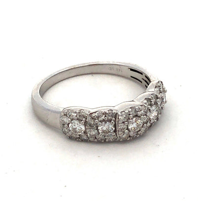 Designer UD 14K White Gold Diamond Halo Cluster Wedding Anniversary Band Ring